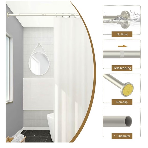 Stainless Steel Tension Shower Rod - Picture 2 of 4